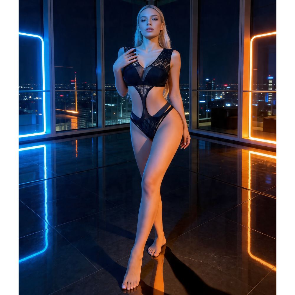 Боди с вырезами по бокам Star Night, черный, OS (S-L)