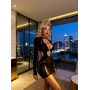 Платье сетка Star Night с длинными рукавами и вырезом в зоне декольте, черное, OS (S–L)