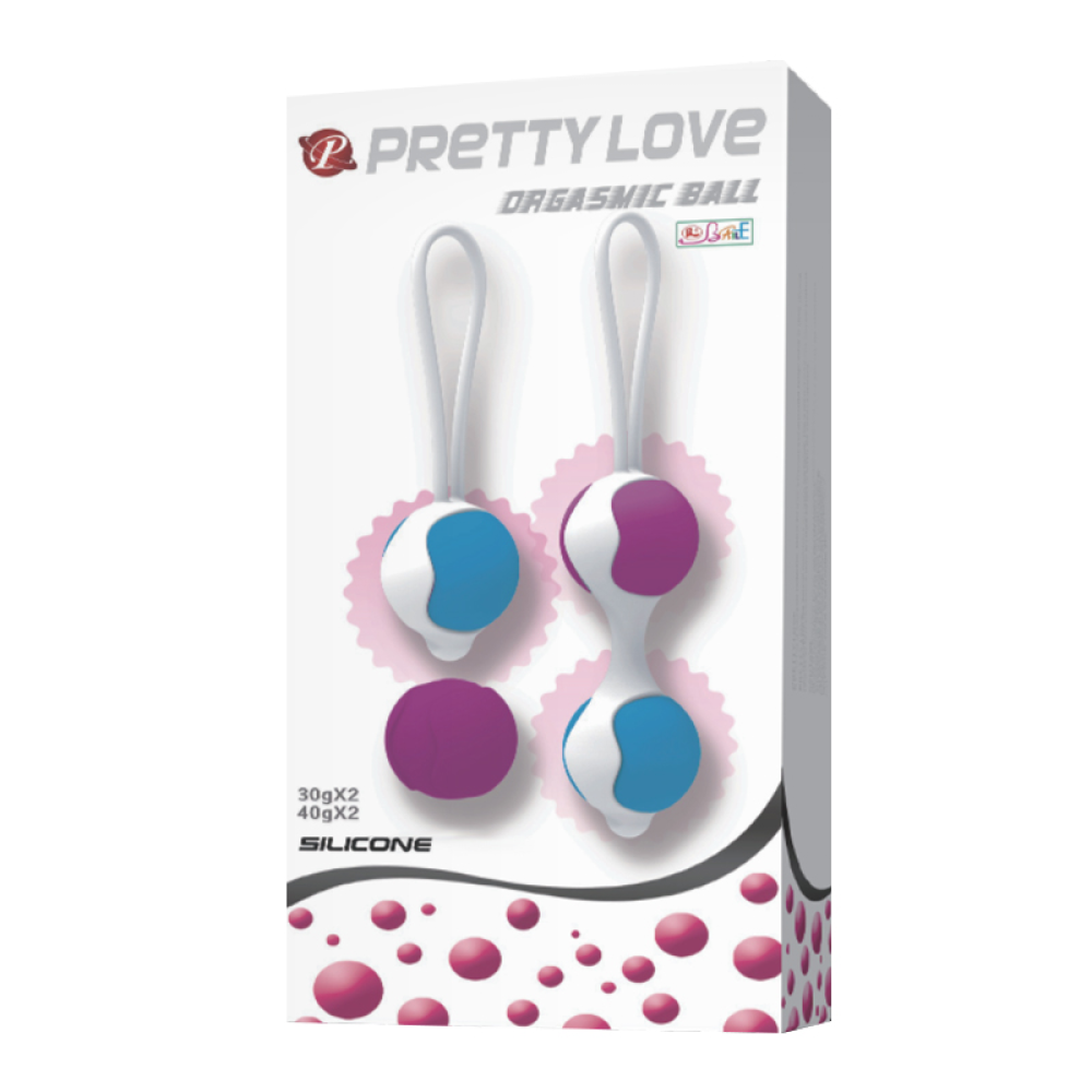 Вагинальные шарики Pretty Love Orgasmic Ball силиконовые, разноцветные, 2 шт