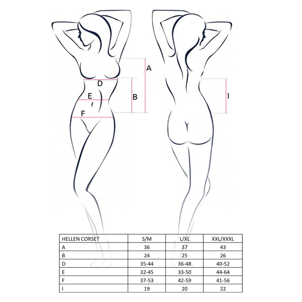 Корсет с пажами Passion HELLEN CORSET S/M, black, трусики, полупрозрачный