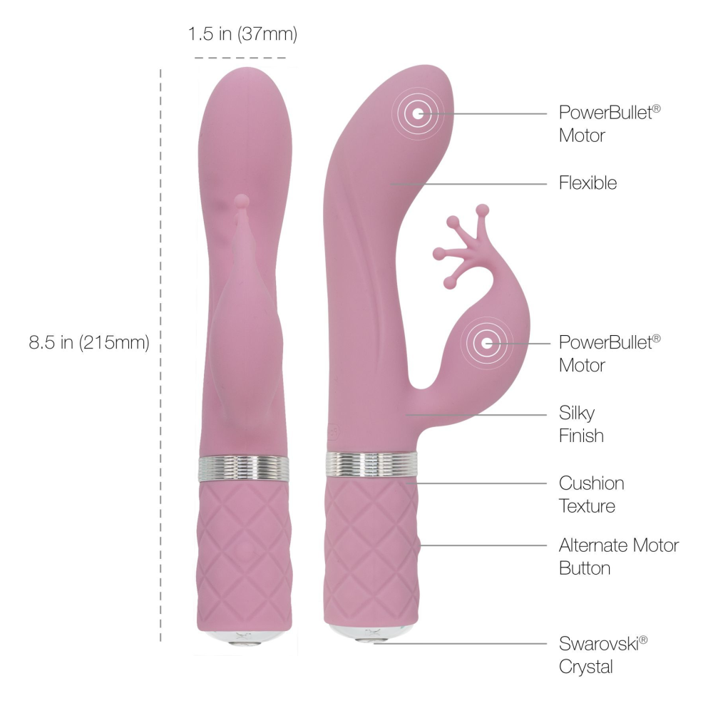 Роскошный вибратор-кролик Pillow Talk - Kinky Pink с кристаллом Сваровски, мощный