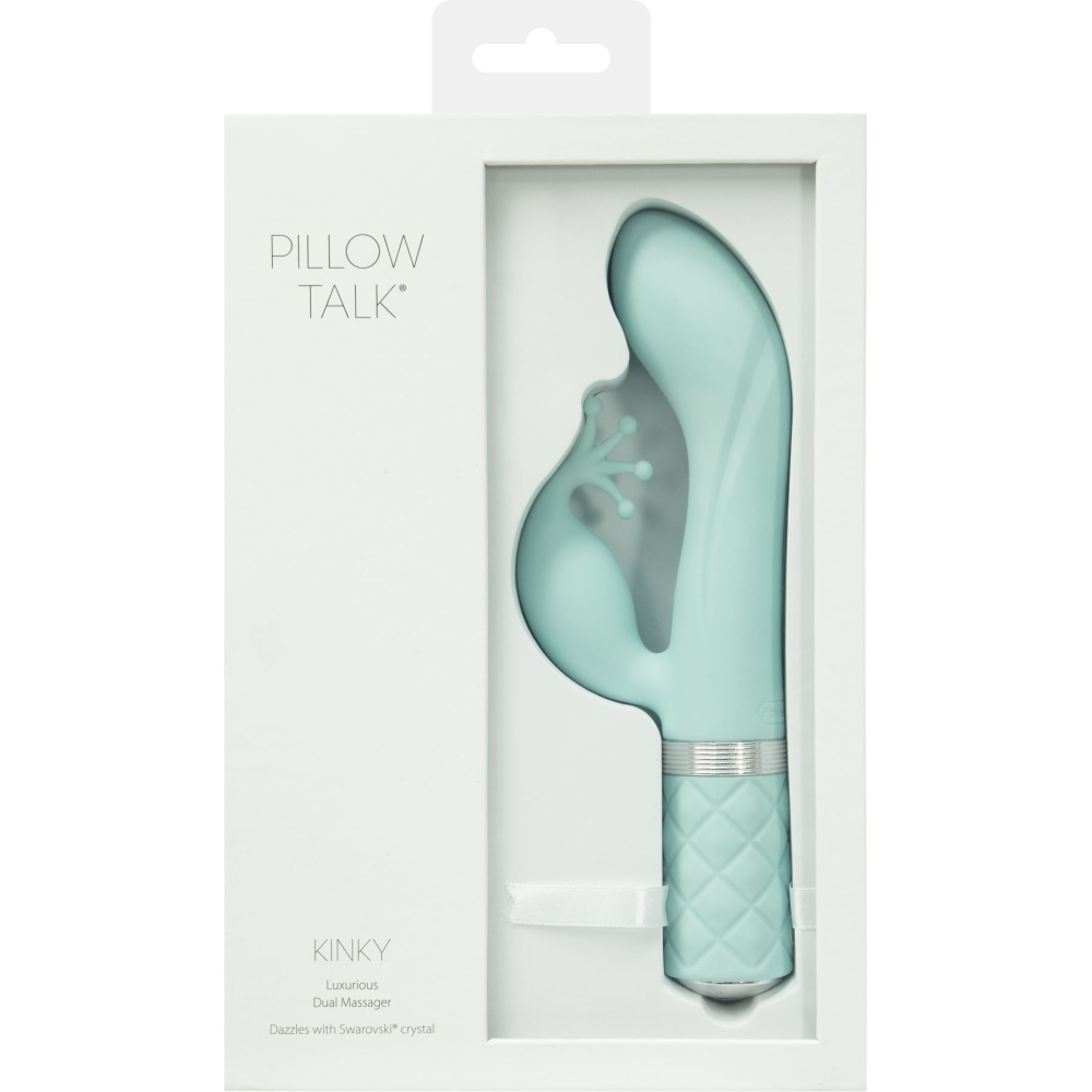 Роскошный вибратор-кролик Pillow Talk - Kinky Teal с кристаллом Сваровски, мощный