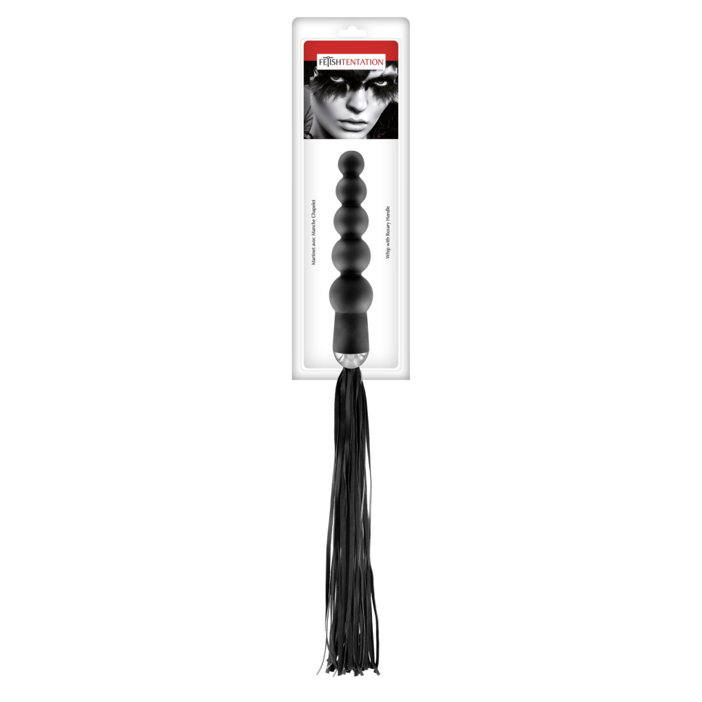 Флоггер с ручкой - анальными бусами Fetish Tentation Whip with Rosary Handle