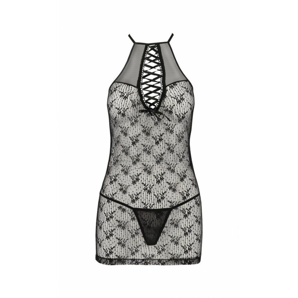 Полупрозрачная сорочка Passion AZALIA CHEMISE XXL/XXXL, black