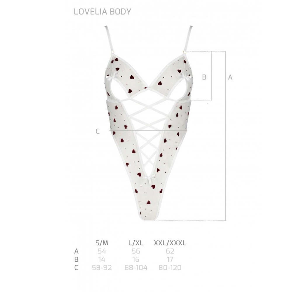Эротическое боди с рисунком Passion LOVELIA BODY S/M, white