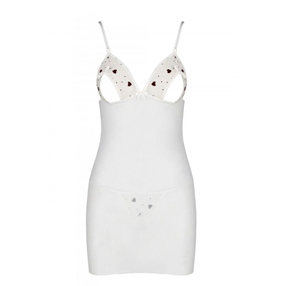 Сорочка с вырезами на груди, стринги Passion LOVELIA CHEMISE L/XL, white