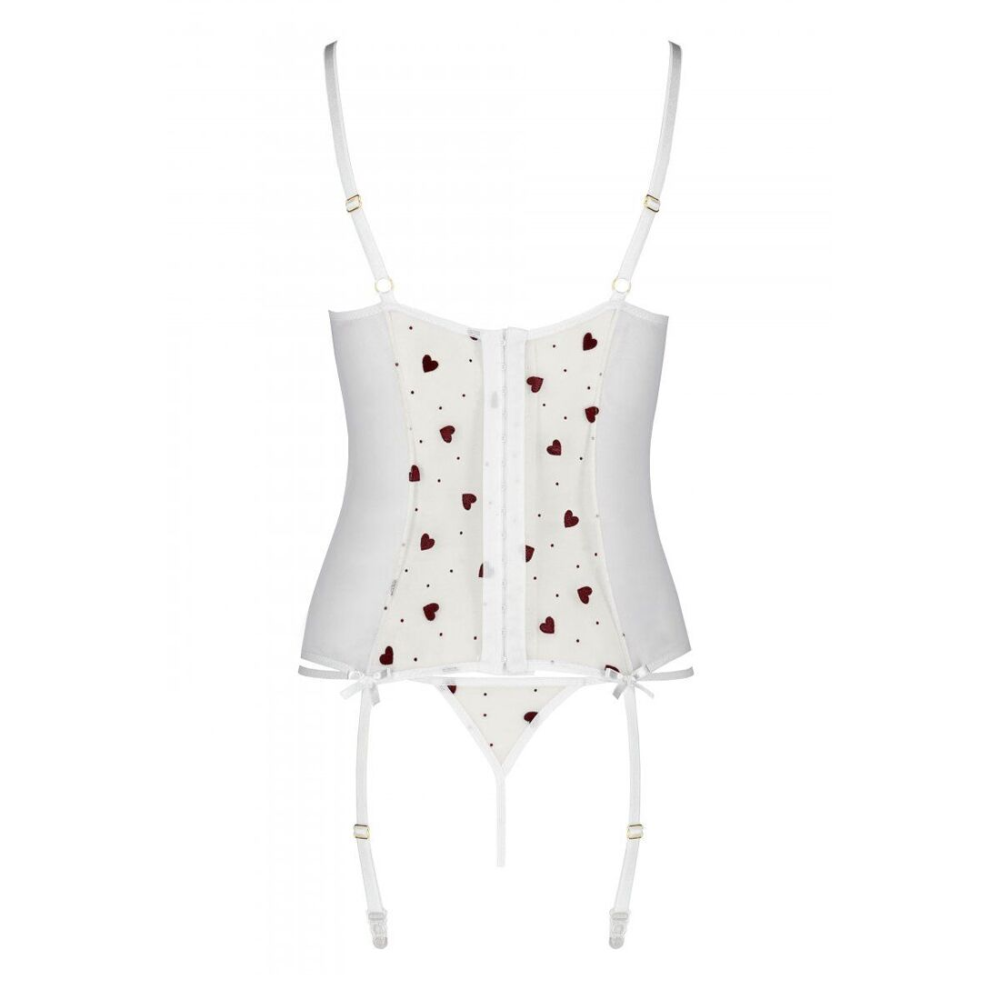 Корсет с подвязками, стринги Passion LOVELIA CORSET S/M, white