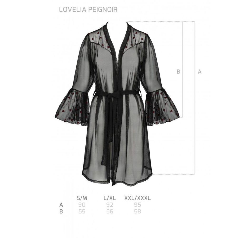 Воздушный пеньюар Passion LOVELIA PEIGNOIR S/M, black