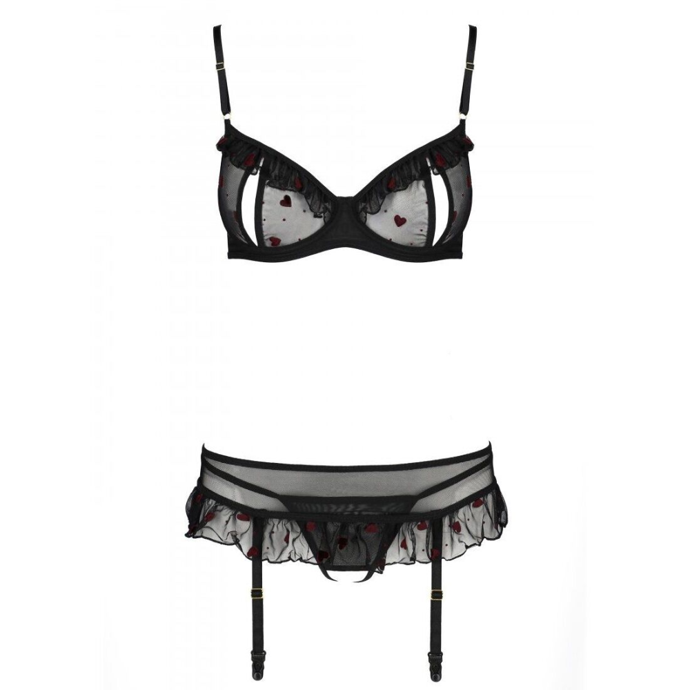 Сексуальный комплект с поясом для чулок Passion LOVELIA SET L/XL, black