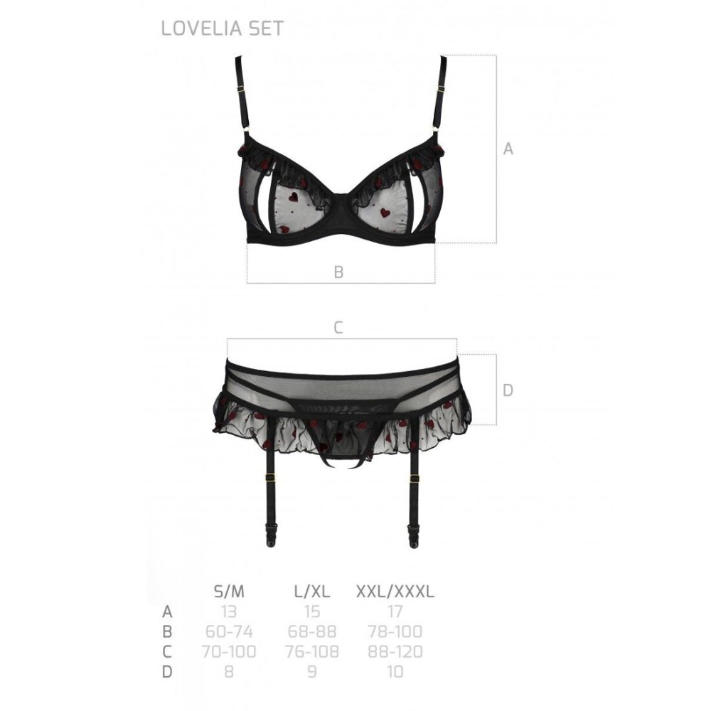 Сексуальный комплект с поясом для чулок Passion LOVELIA SET L/XL, black