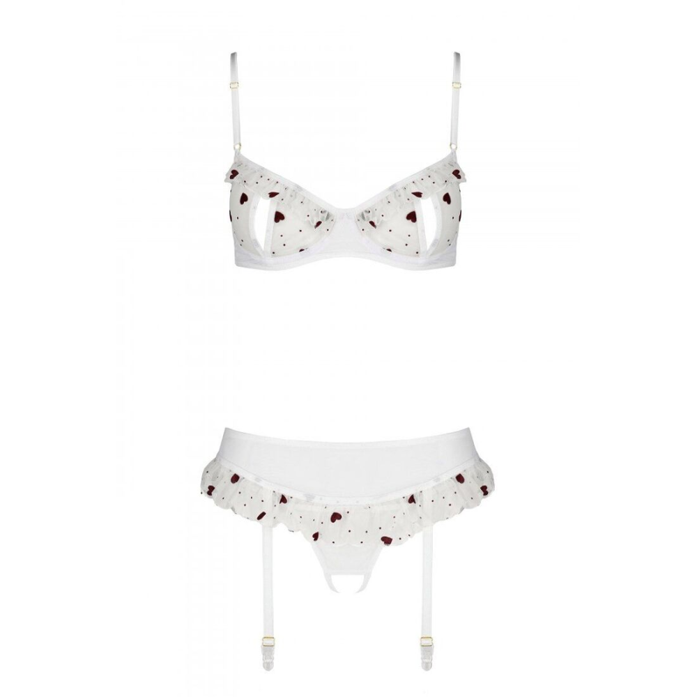 Сексуальный комплект с поясом для чулок Passion LOVELIA SET XXL/XXXL, white