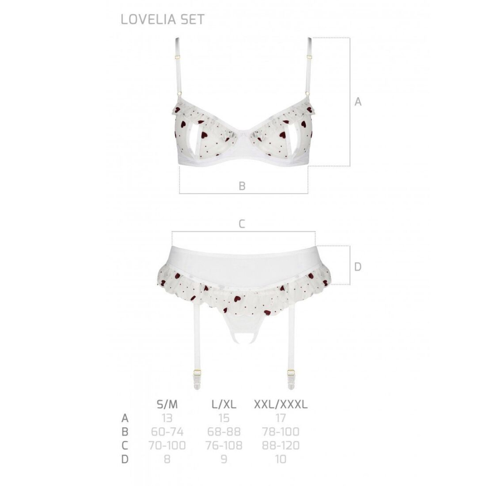 Сексуальный комплект с поясом для чулок Passion LOVELIA SET XXL/XXXL, white