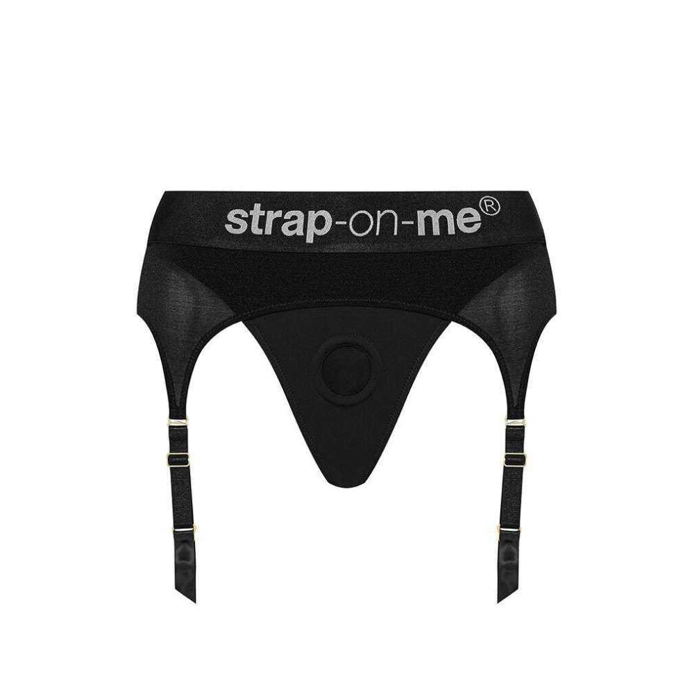 Трусы для страпона с подвязками для чулок Strap-On-Me REBEL HARNESS - S